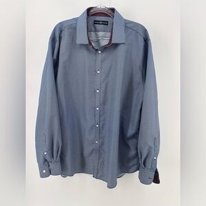 Society Of Threads Shirt Mens Size XL 17.5 Long Sleeve Button Up Contrast Collar